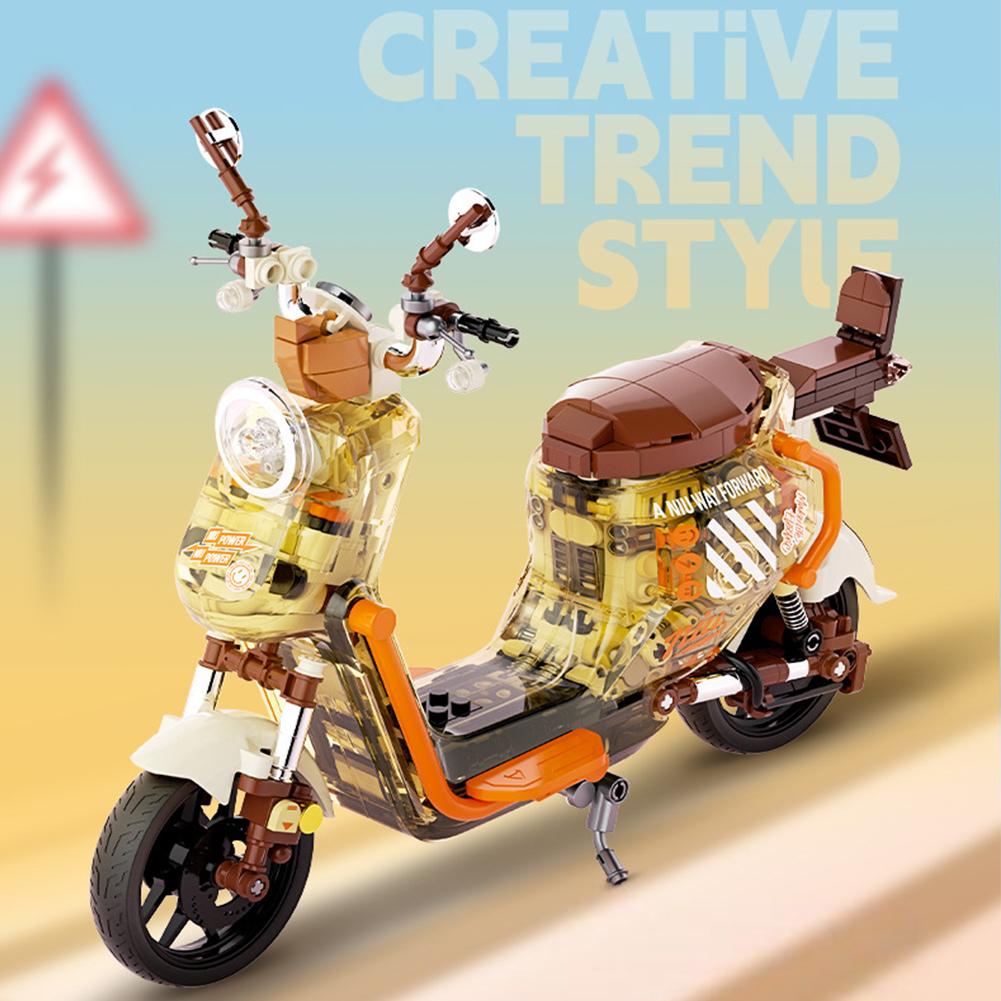 Mini Motorcycle Car Building Blocks For Kids Electric Car Assembling Model Toys Early Learning Birthday Gifts For Girls Boys