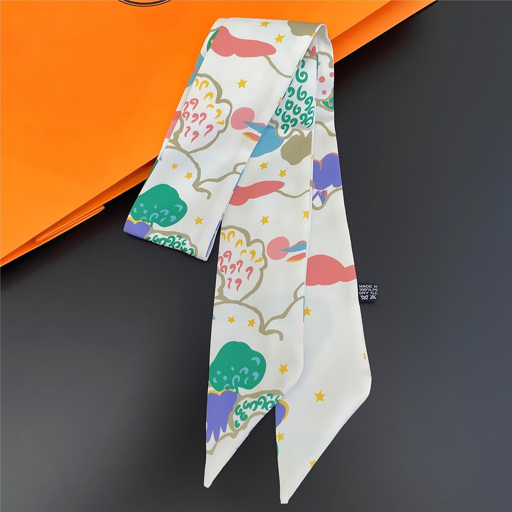 2023 New Design Tarot Scarf Women Luxury Brand Scarf Bag Hair Skinny Silk Scarves Fashion Foulard Neckerchief Headband For Lady