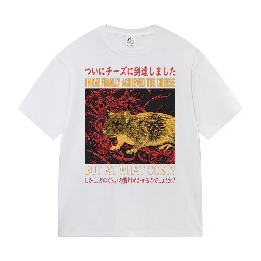 Funny Finally Achieved The Cheese Rat Graphic T Shirt Unisexs Harajuku Fashion Casual Tshirt Oversized 100 Cotton Unisex Tshirts