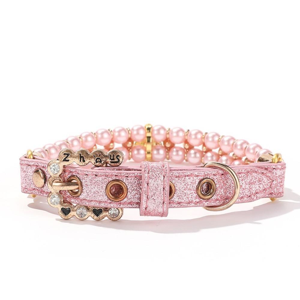 Rhinestone Dog Cat Pearl Collars Adjustable Neck Strap for Small Dogs Cat Necklace for Kitten
