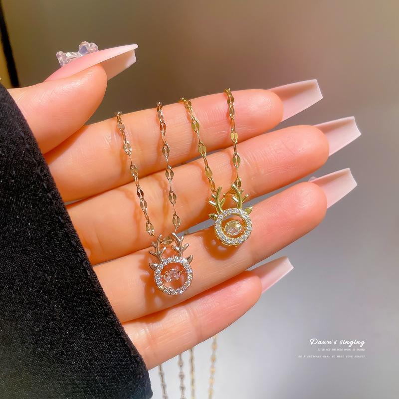Yilu Has Your Antlers, Smart Necklace, Female Beating Zircon Collarbone Chain, Simple Jewelry.