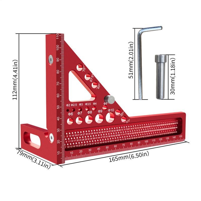 Woodworking Triangle Ruler 3D Triangle Ruler Multi-Angle Aluminum Measuring Ruler Miter Layout Square Protractor High Precision