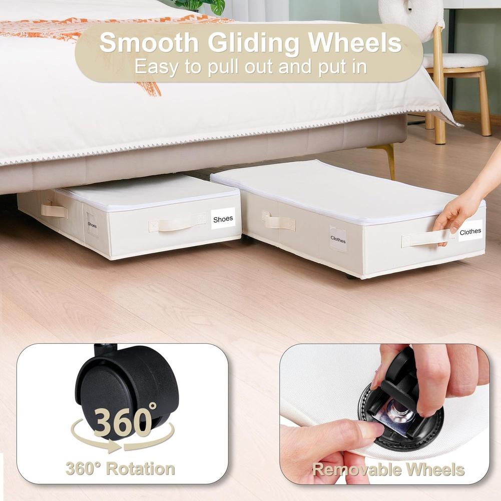Foldable Organizer Underbed Storage Box Easy Mobility