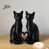 Healing Cat Statue 3D Printed Couple Figurine, Minimalist Heart-Shaped Sculpture, With Heart Hollow Design Romantic Ornaments for Home Office