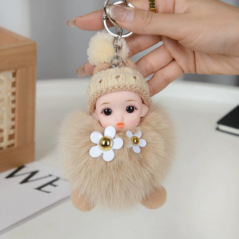 Cute Cute Fun Real Fox Hairball Doll Keychain Car Book Bag Pendant Children's Hairstyle Pendant