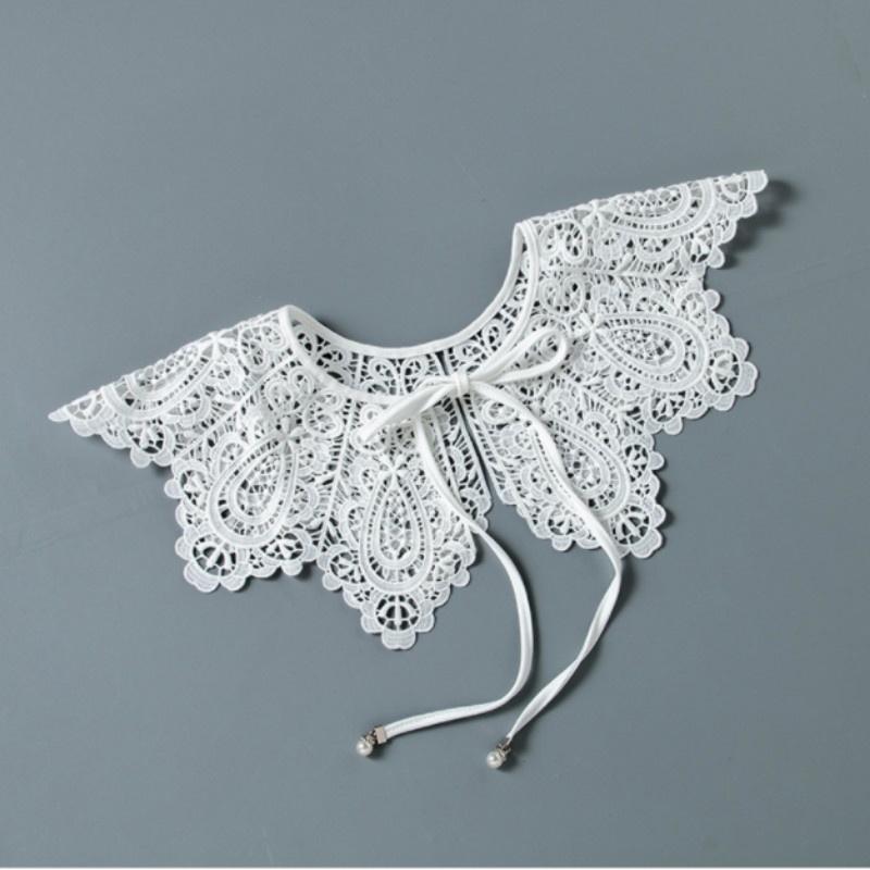 Lace Fake Collar Wild Hollow Collar Lace Cape Cloud Shoulder Pearl Lace Shawl Fairy Girl Accessories Antique Ornaments Necktie