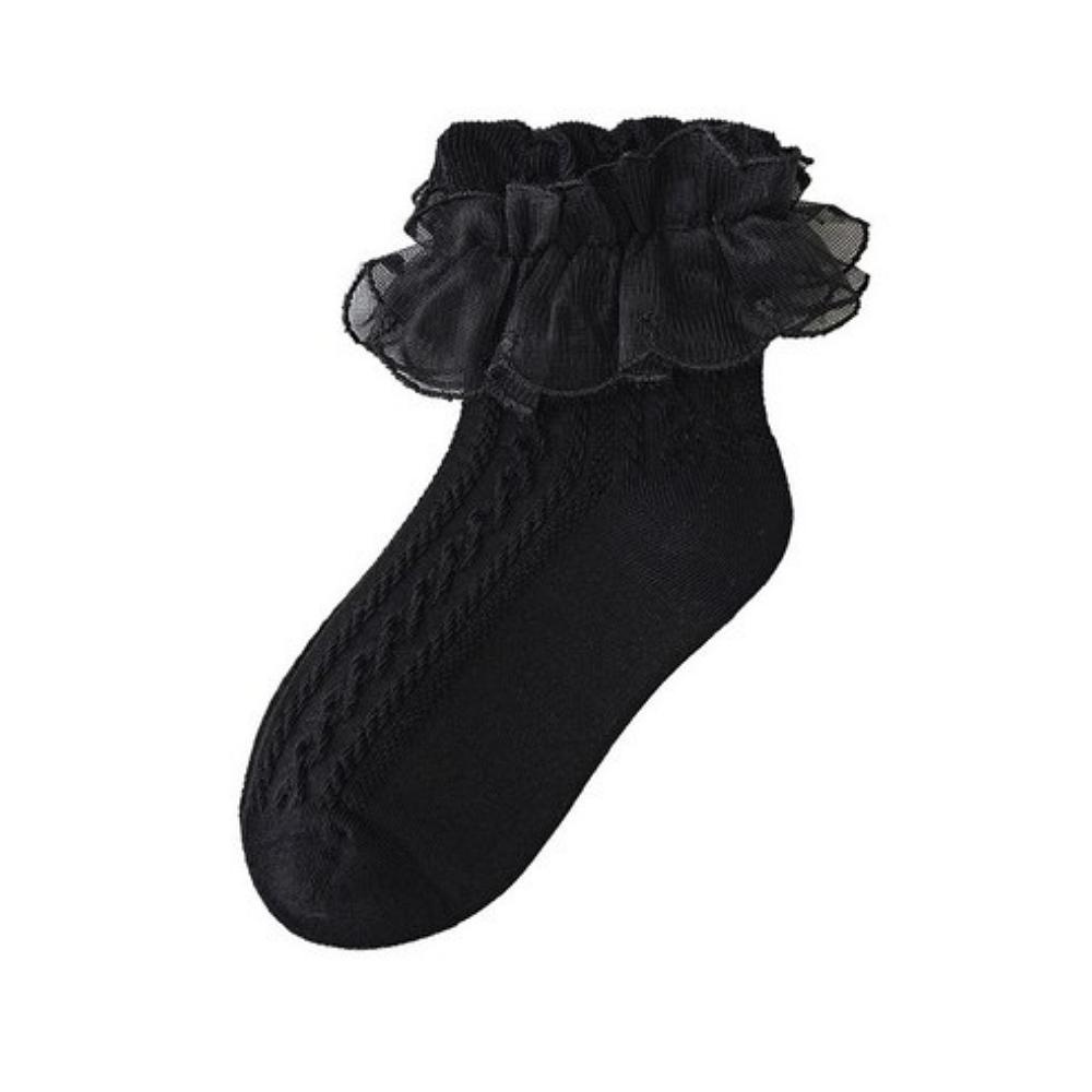 Carrot Carrot Girls Lace Frill Cotton Socks 6-Pair Set