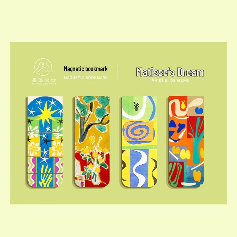 Set mit 4 magnetischen Lesezeichen mit weltberühmten Gemälden: Monet & Van Gogh