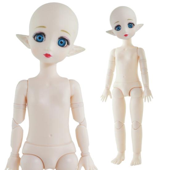 Chubby Elf Doll 30cm 22-Joint White Body Elf Doll for Customization Photography DIY Plastic Articulated Jointed Elf Toy for Collectors & Kids Role
