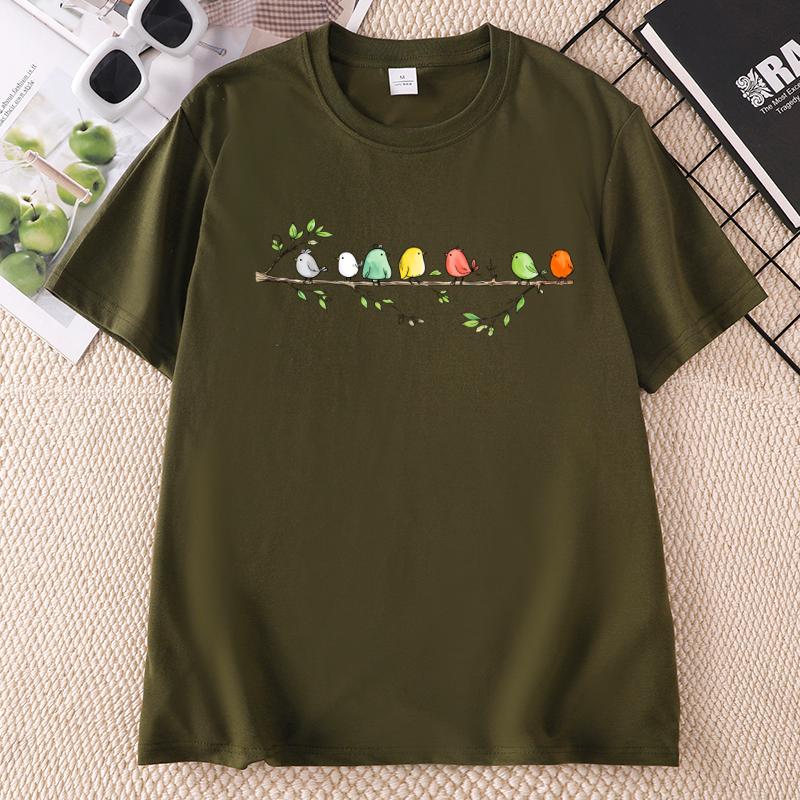 Birdwatching T Shirt Unisex Unisex Cute Bird Tee Cotton Short Sleeve Crew Neck Printed TShirt Casual Comfortable Summer Clothes