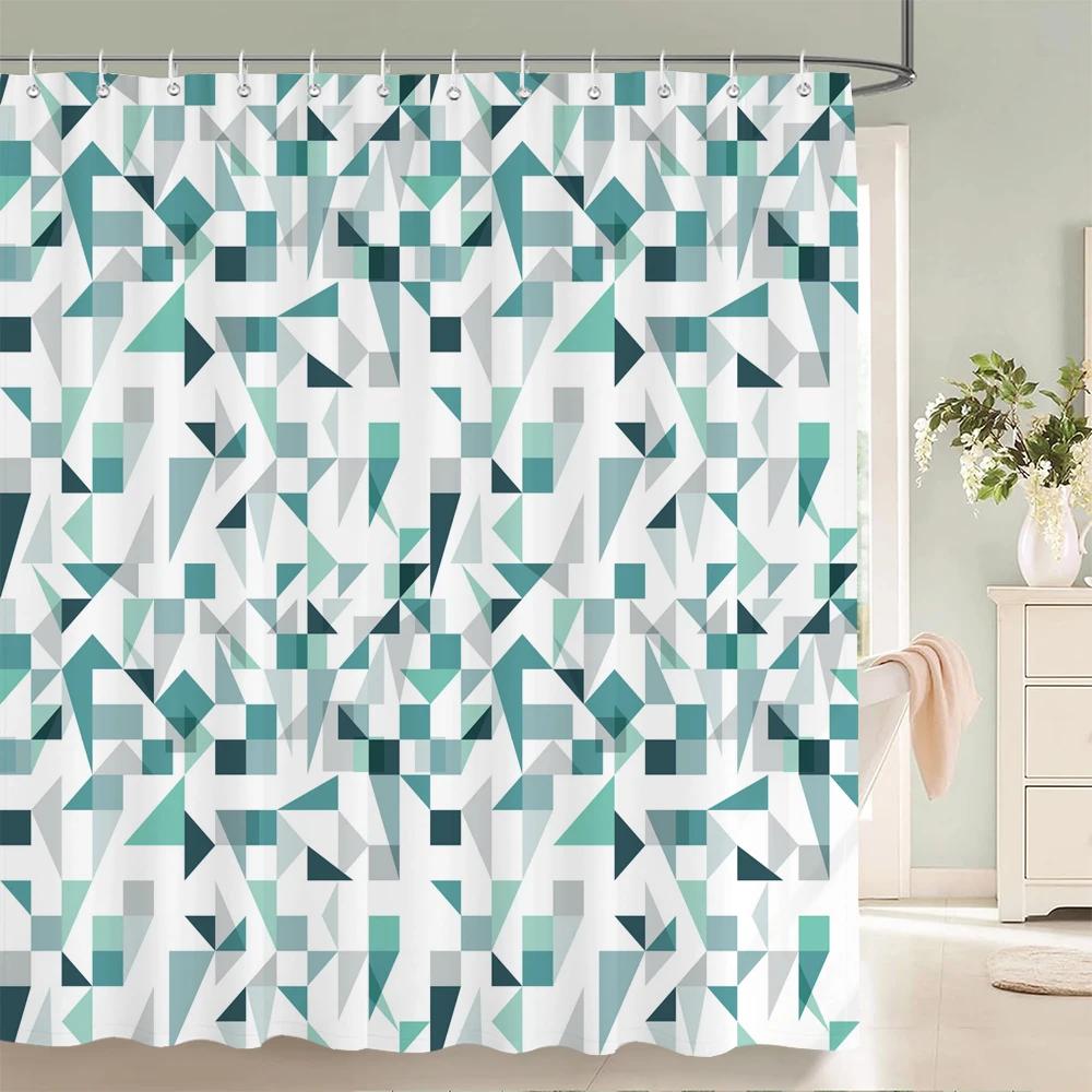 Geometry Pattern Shower Curtains Waterproof Polyester Personality Bathroom Curtain With Hooks Curtains For Bathroom Shower