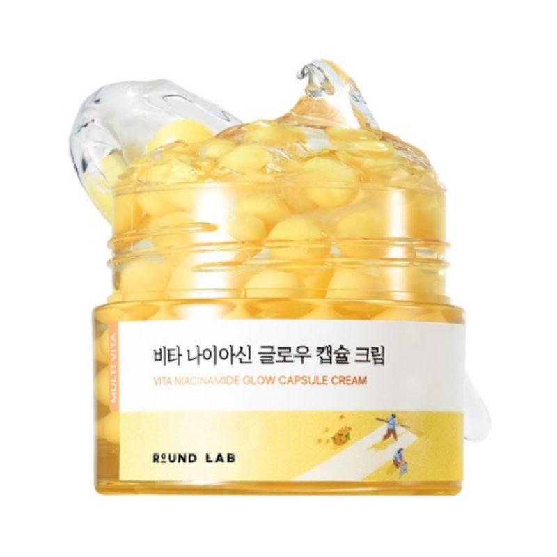 ROUND LAB Vita Niacin Glow Capsule Cream 50ml – Brightening Moisturizer with Niacinamide, Vitamin Care & Radiant Glow for Dull Skin