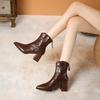 Mote Støvletter med Tykk Hæl for Kvinner Høst Nye Spiss Tå Erme Bakglidelås Temperament Komfortable Høye Hæler