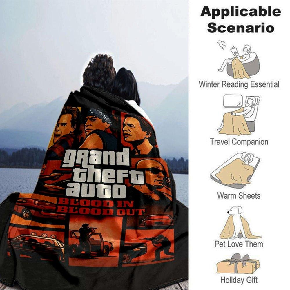 1pc Grand Theft Auto Soft Flannel Blanket with Designer Print A Cozy Blanket for All Seasons, Perfect for the Couch, Bed, Office