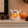 Halloween Home Ornament Ghost Candle Holder with LED Candle, Cute Tea Light Night Holder, Spooky Tabletop Decoration for Indoor Decor, Holiday