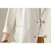 [JHIJSC] Ladies Jacket Spring Formal Tailored Jacket Cotton Linen Thin Fashionable Big Size (JP, Alphabet, XL, Blue)