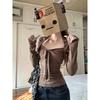 Fake Two-piece Square Collar Lace Bottoming Shirt for Women Autumn Winter Long-sleeved T-shirt Slim Fit Top