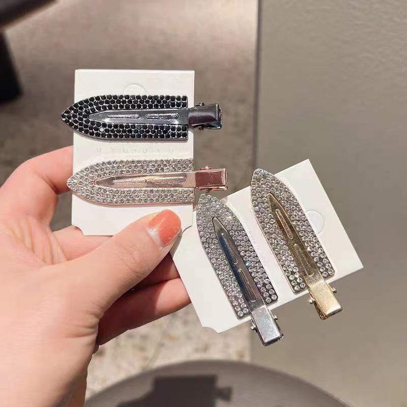 Alloy Diamond Seamless Hairpin Fashion Creative Shovel Shaped Duckbill Clip Rhinestone Bangs Clips For Girls Hair Accessories