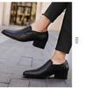 Men's High Heel Leather Shoes - 6CM and 8CM Height Options, Genuine Leather, Trendy Pointed Design