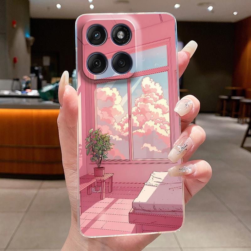 Phone Case For Motorola Edge 60 Fusion/Edge 60/Edge 60 Pro/Edge 60s Soft TPU Clear Unique Cute Painted Casing Anti-fall Cover