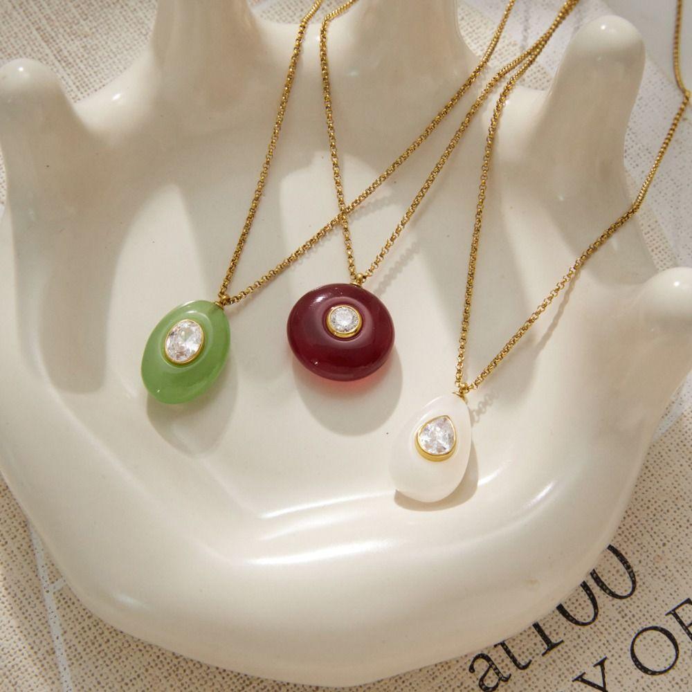 Geometric Resin Zircon Necklace Stainless Steel Stainless Steel Necklace  Party Evening