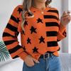 Women's Casual Star Striped  Long Sleeve Pullover Sweater