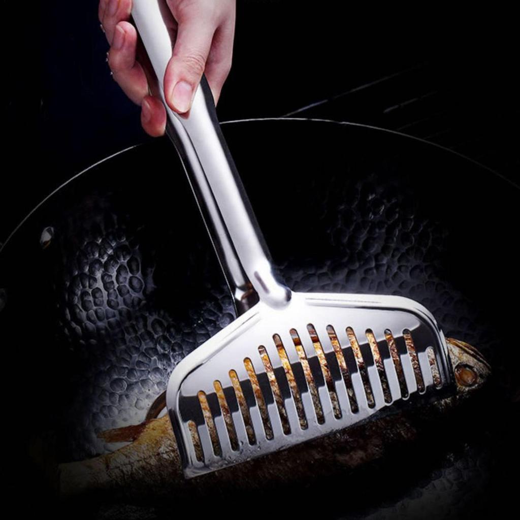 Küchenzange Grillzange Metallzange zum Kochen Rutschfester Griff Spatel BBQ-Werkzeuge Grillzubehör Küchenutensilien für Fisch