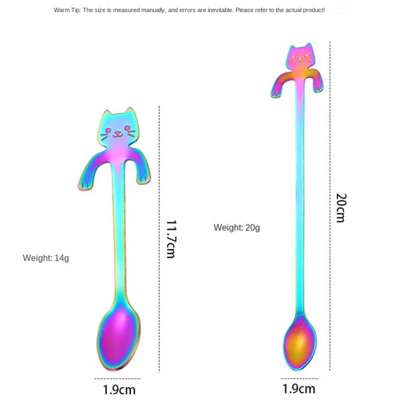 304 Stainless Steel Coffee Spoon, Creative Dessert Spoon, Cute Cat Mixing Spoon, Long Handle Mug Spoon