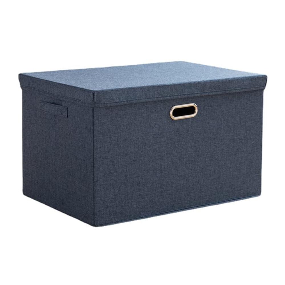 50×35×31cm Extra Large Cotton Linen Clothes Storage Box Foldable Organizer with Handles Dust-Proof Storage Bin for Home Wardrobe