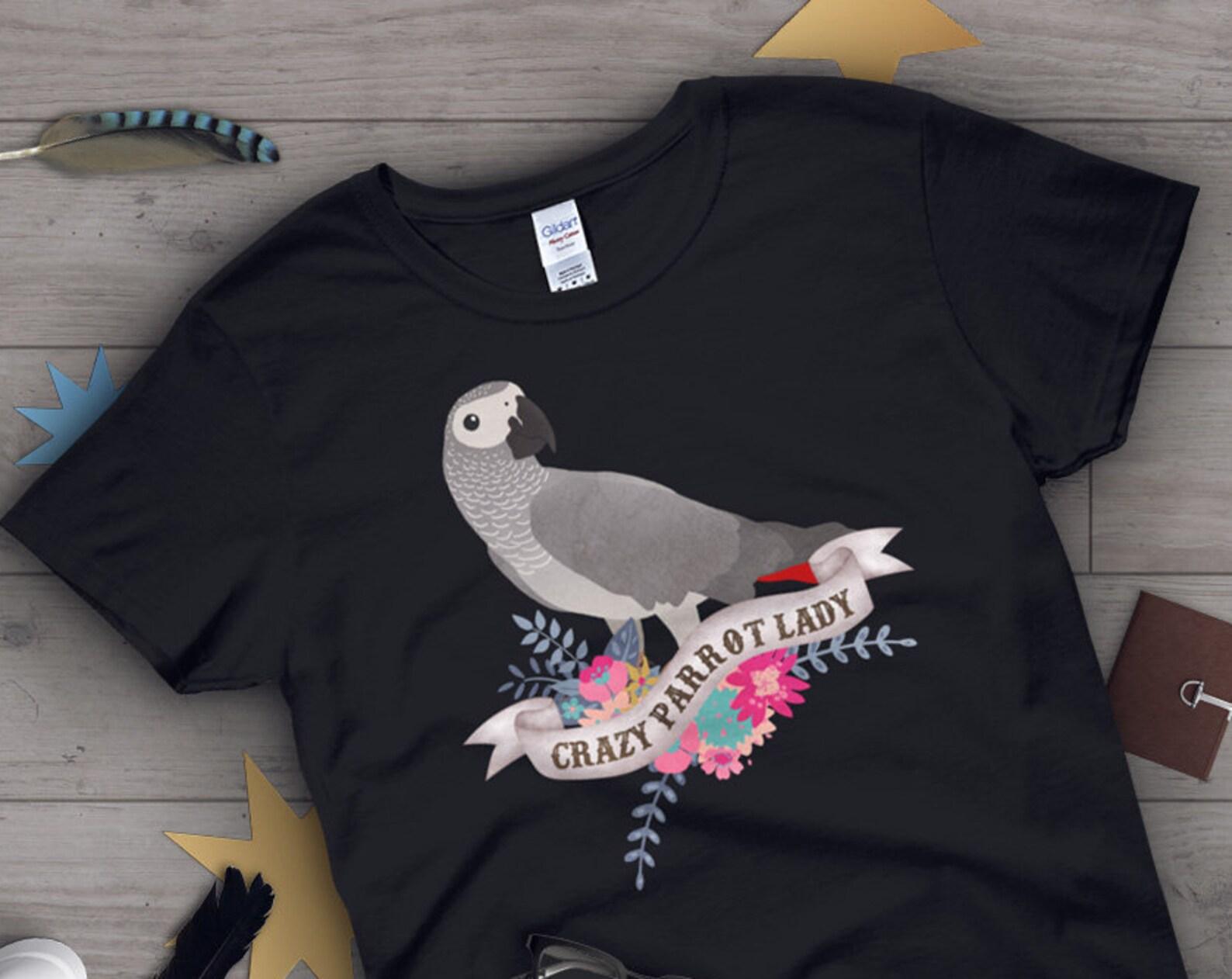 African Grey Parrot Shirt, , Funny Parrot Lover Gift, Cute Bird T-shirt, African Gray Parrot Tshirt, Pet Graphic Tee, Clothing, Blue 100