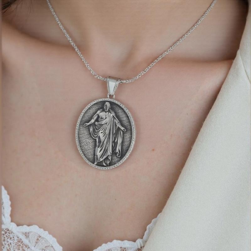 Men's Stainless Steel Neckchain Hip Hop Necklace with Unique Religious Pendant Charm Designing Fashionable Jewelry