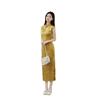 Yellow cheongsam 1011 new spring and summer new Chinese style improved women's white high-end temperament beautiful dress
