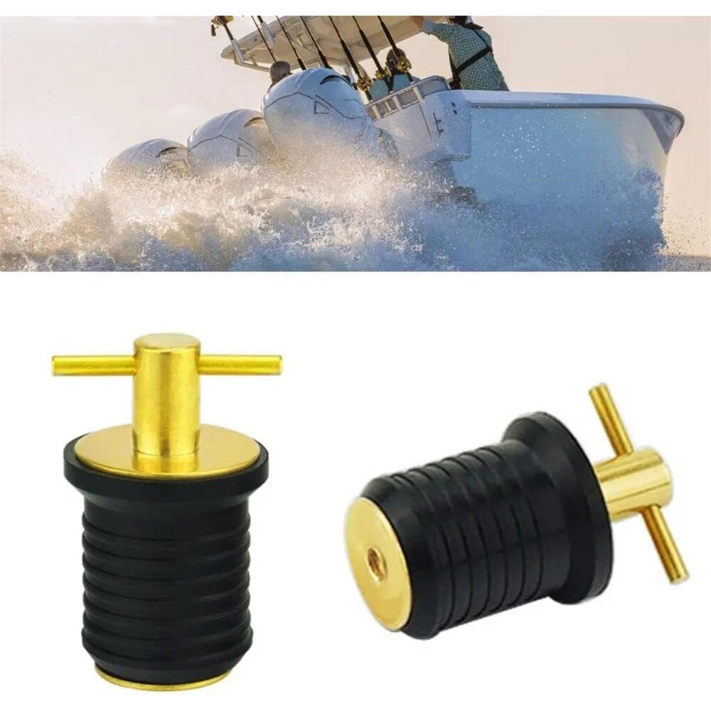 DollaTek Brass T-Handle 1” Or 1-1/4” Drain Plug For Boat (1” Drain Plug)