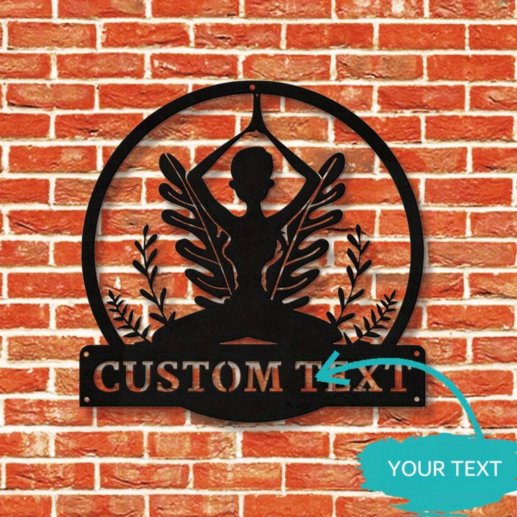 Metal Yoga Wall Art, Meditation Tin Sign, Personalized Home Decor, No Electricity, Yoga Studio Gift