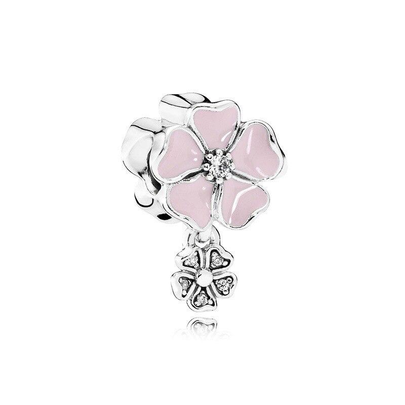 Charm Original Pink Peach Blossom Butterfly Love Series Beads Suitable for Original Ladies Bracelet Jewelry