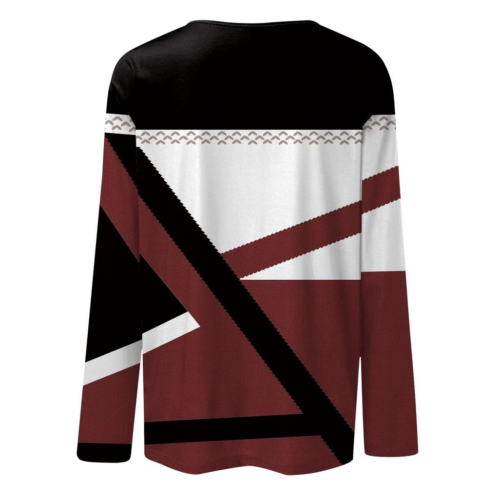 Women's Fashionable Casual Long Sleeved Printed Round Neck T-shirt Top