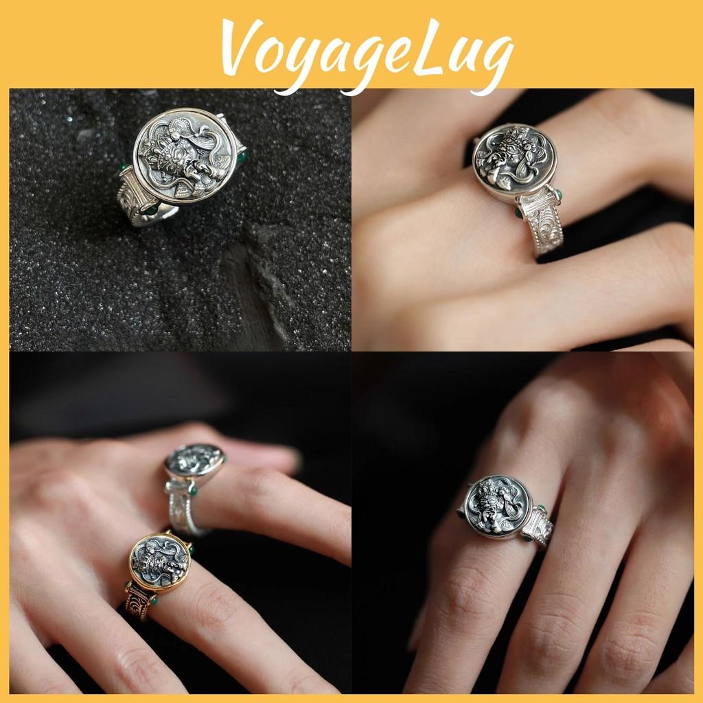 Eyecatching Adjustable Green Zircon Copper Ring With Unique Tibetan Floral Design