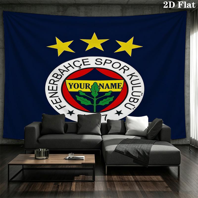 Fenerbahe Sports Club Custom Name Wall Tapestry Aesthetic Wall Hanging Printed Fabric Blanket Decorative Tapestries for Bedroom Living Room Home Decor