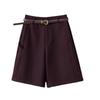 Women's High-Waist Wool Shorts - Autumn/Winter Casual Slimming Mid-Length Versatile Booty Shorts