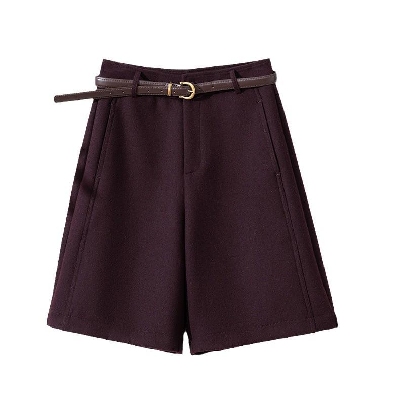 Women's High-Waist Wool Shorts - Autumn/Winter Casual Slimming Mid-Length Versatile Booty Shorts