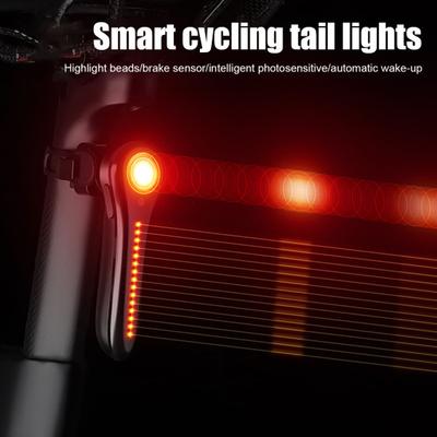 Bicycle Tail Light Adjustable Type-C Rechargeable MTB Road Mountain Bike Sensor Brake Lamp IPX6 Waterproof Night Riding Bike Warning Rear Lamp