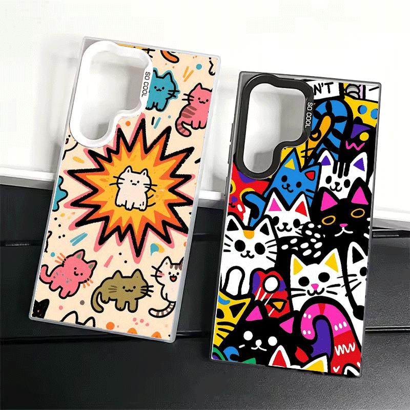 Cartoon Cute Cats Theme Shockproof Phone Case for Samsung Galaxy S26 Edge S25 Ultra S24 FE S23 Plus S21 Cover Anti Fall Fundas