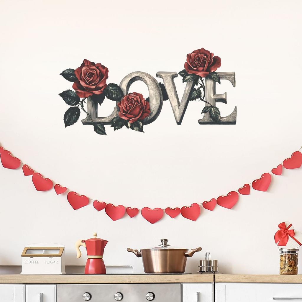 Rose-shaped Stickers for Bedroom Living Room Entrance Hall Home Background and Wall Beautification