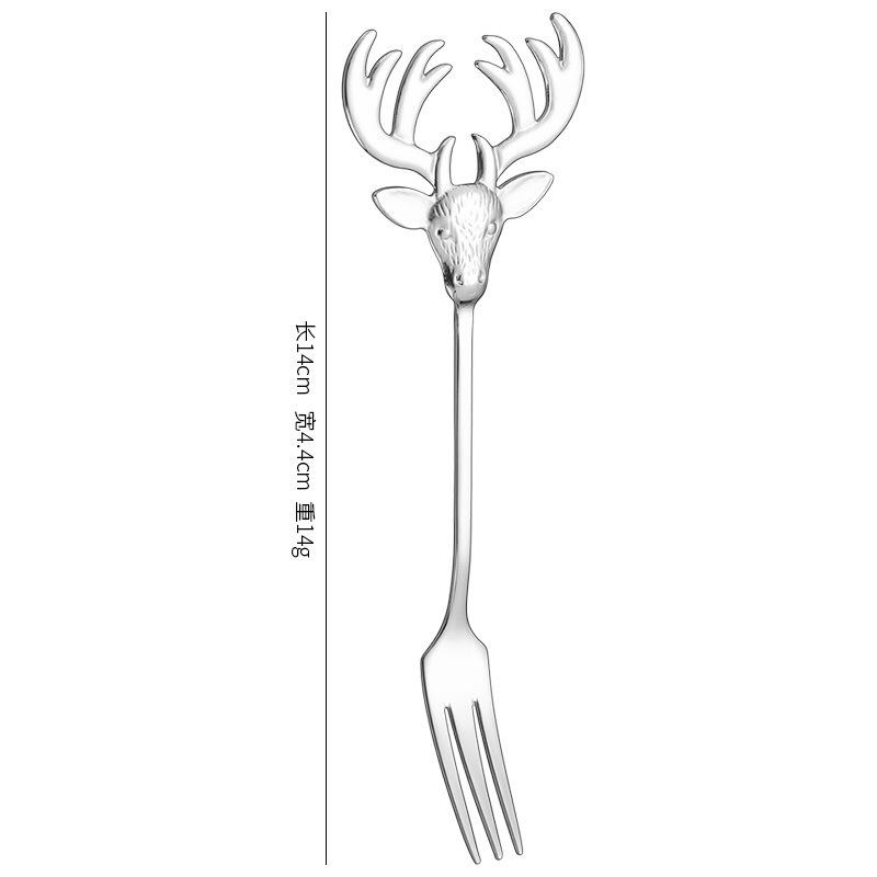 Europeisk 304 rostfritt stål hjorthuvud sked gaffel dessertsked internetkändis sked kreativ sked kaffesked