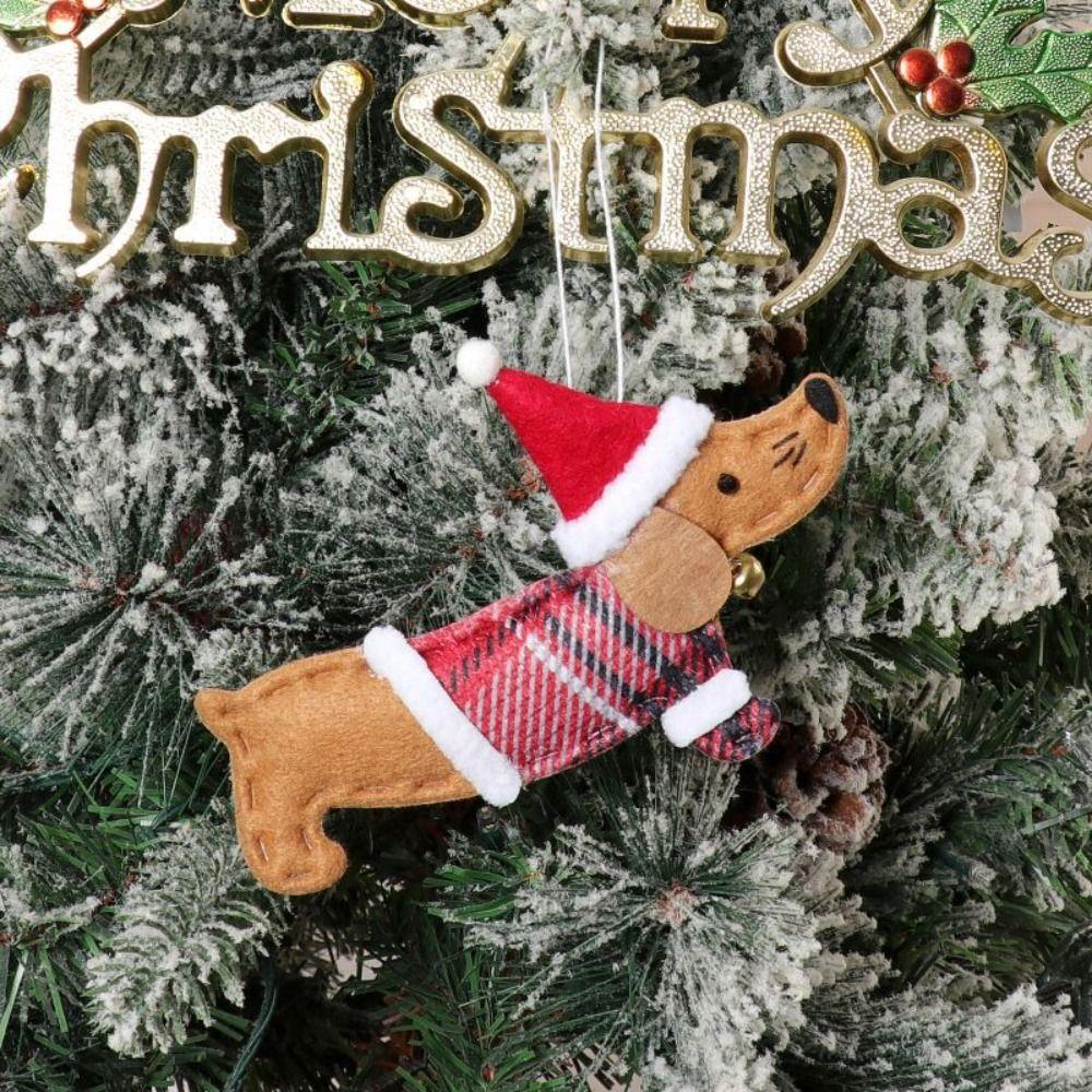 Small Dressed Dachshund Dog Pendant Non-woven Christmas Dachshund Dog Pendant DIY   Home