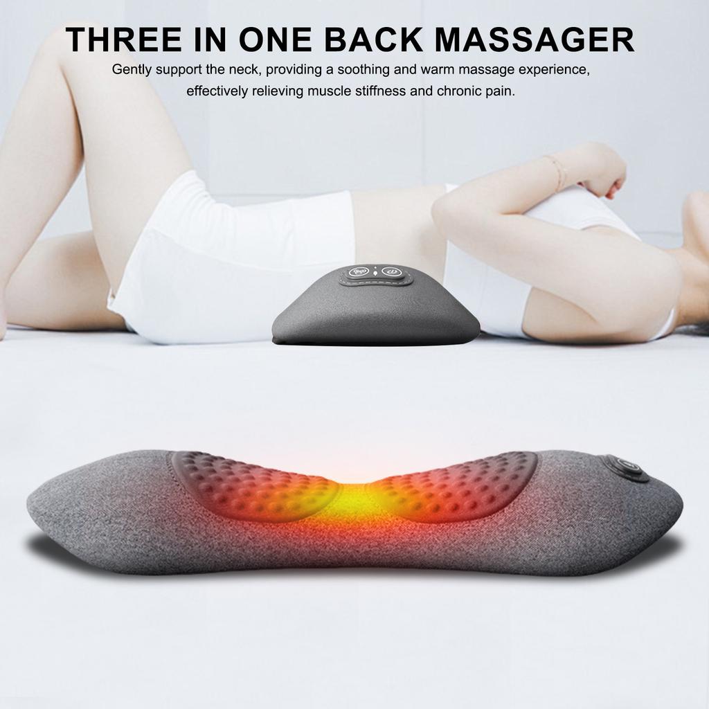 New 3 In 1 Electric Lumbar Support Pillow Adjustable Height Back Massager Memory Foam Waist Pillow with Heat for Bed and Chair