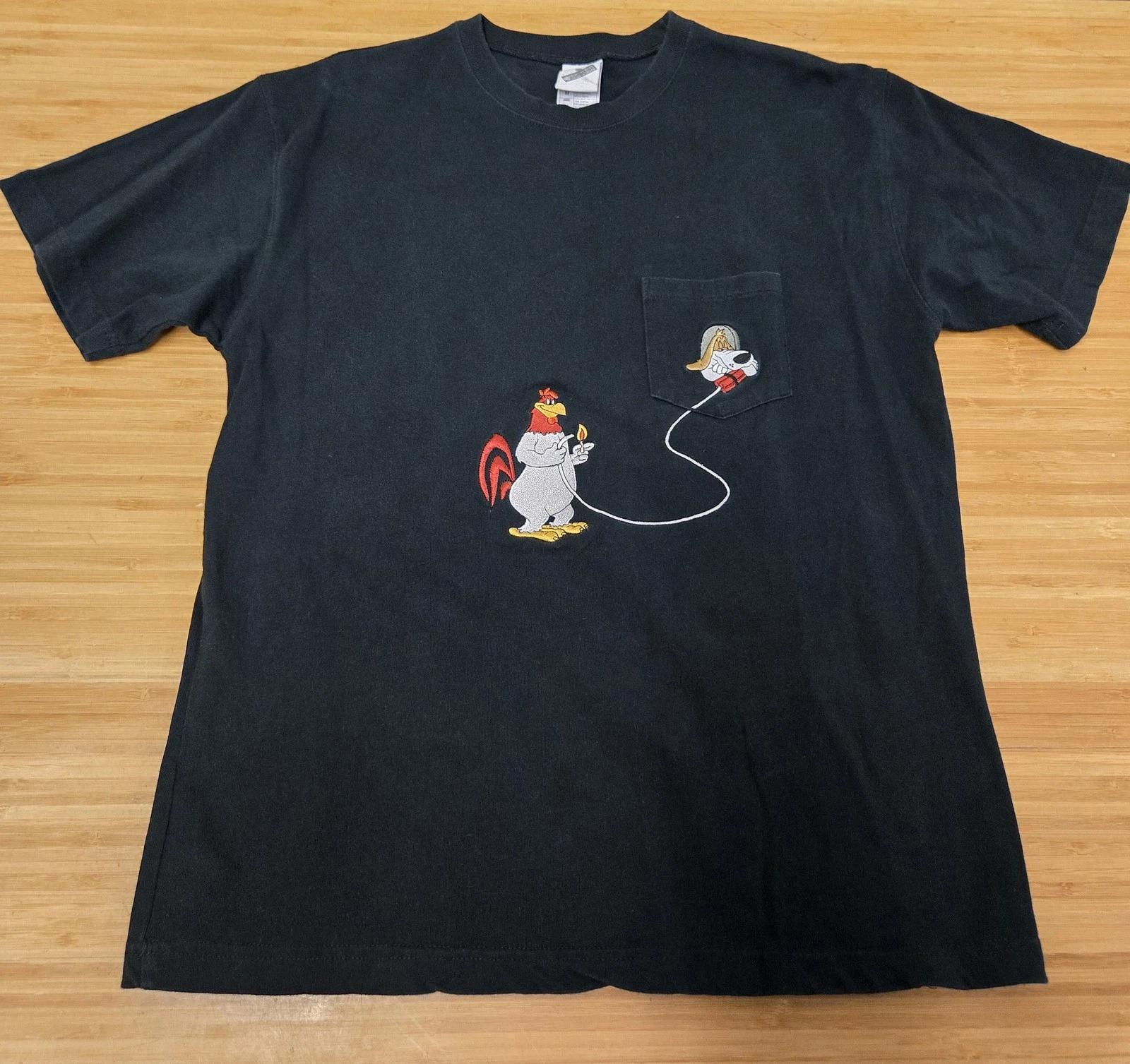

Vintage Looney Tunes Shirt Mens Medium Foghorn Leghorn Droopy Pocket WB 90s XL