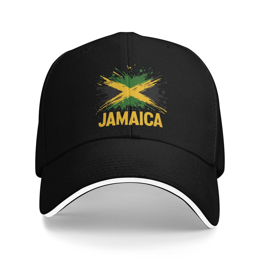 Summer Jamaica Pride Flag Retro Vintage Splash Baseball Cap Tennis Skate Fitted Retro Print Sun Trucker Hat Unisex Snapback Cap