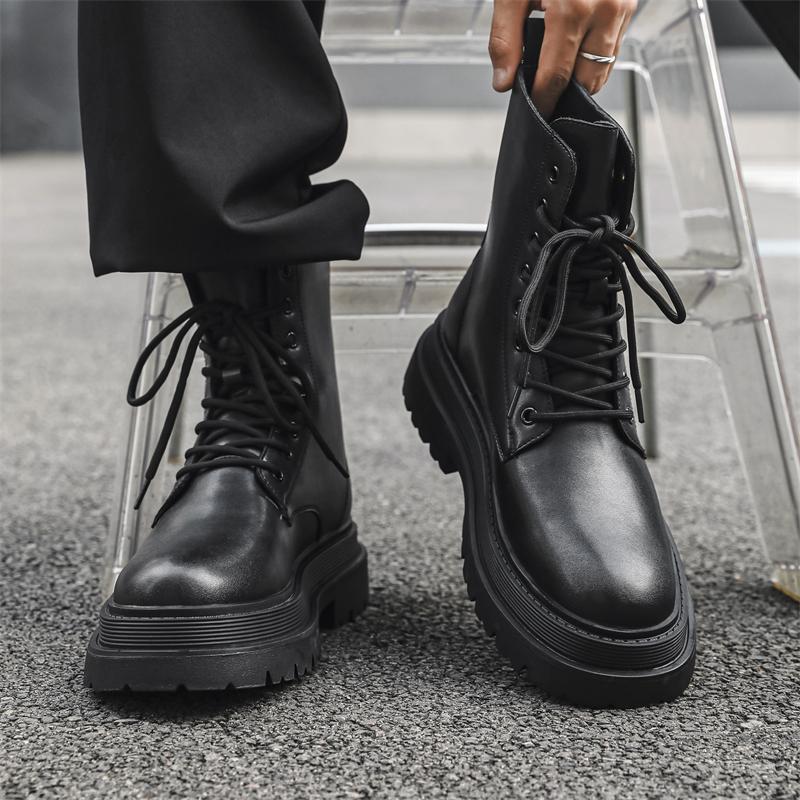 Platformové klasické motocyklové boty pánské vysoce kvalitní pravá kůže kotníkové boty designové boty pánské vysoké motocyklové boty