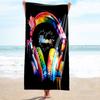 1PC Custom Name Colorful Music Headphones Beach Towel Highly Absorbent And Sand-Resistant Towel for Swimming, Pool, Yoga, And Travel Lightweight
